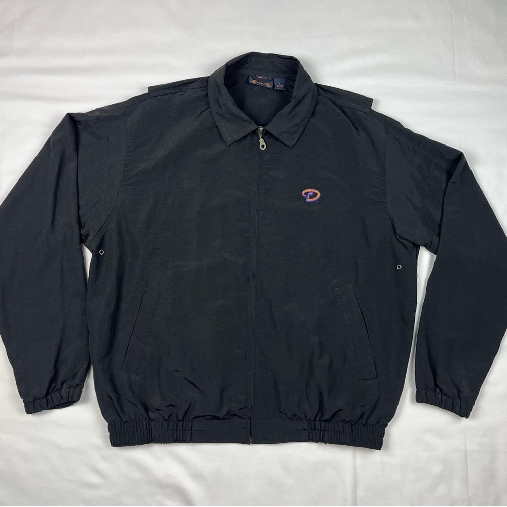 Vtg Arizona Diamondbacks Mens Harrington Windbreaker Jacket Large 90s Black B1